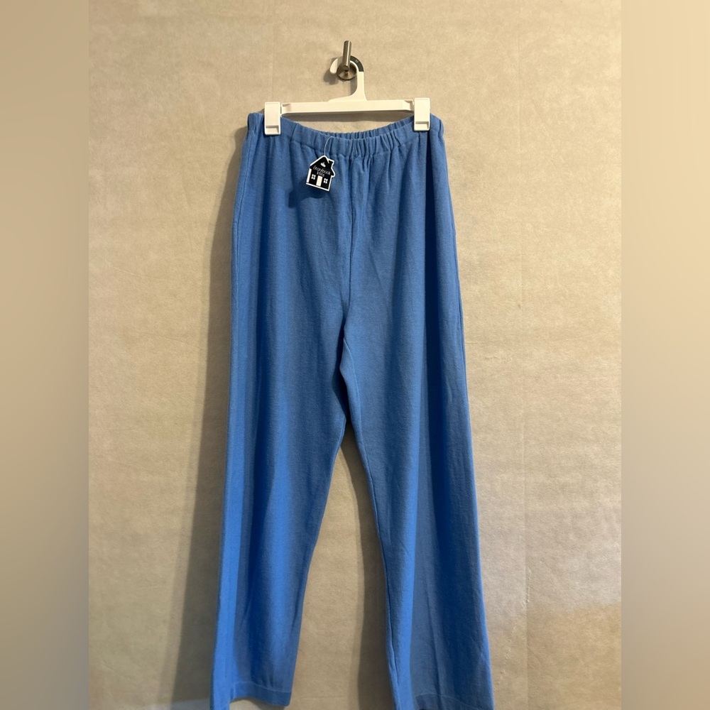 NWT, STORYBROOK KNITS Pants-Blue Ramie/Cotton Knit, Elastic Waist, Large